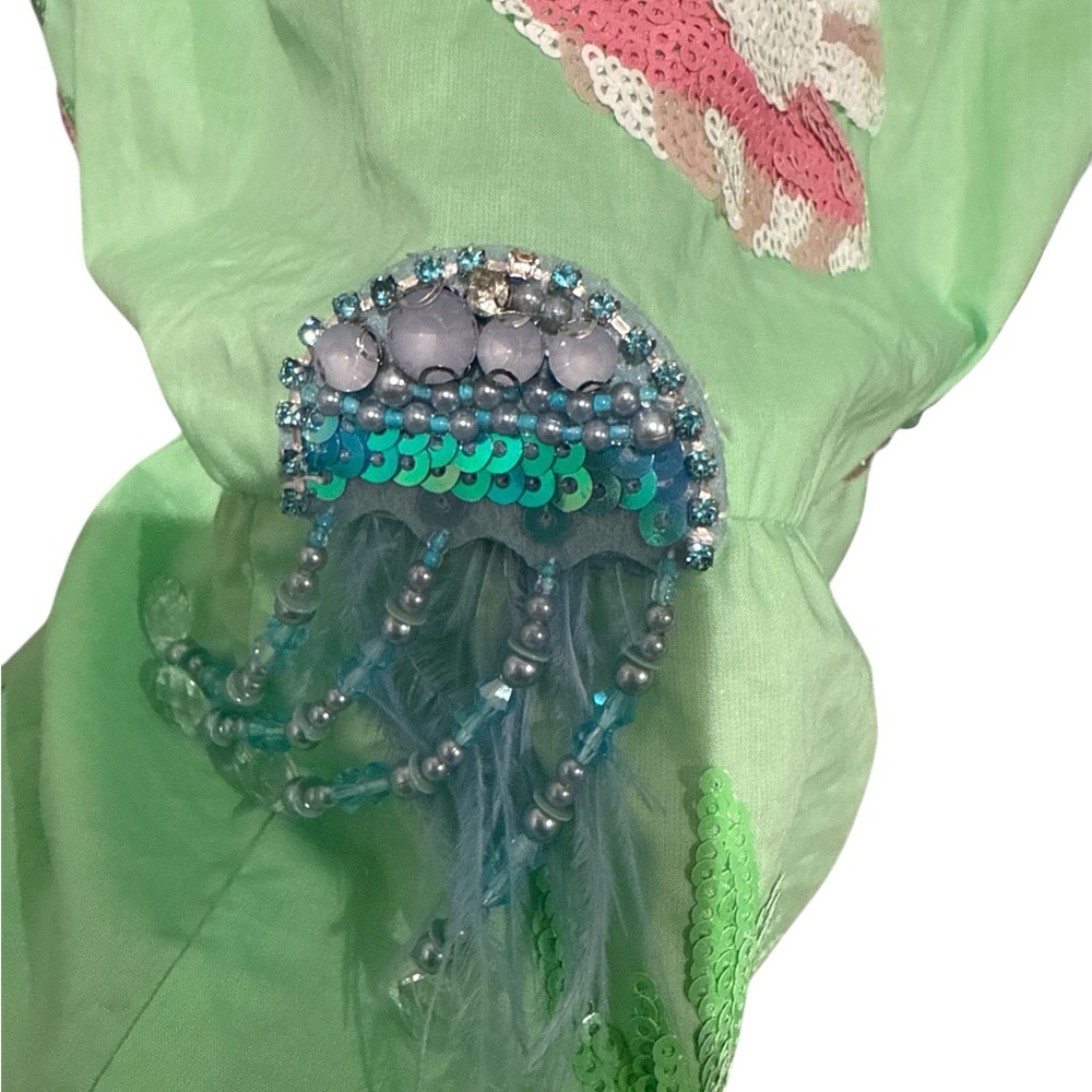 QUEEN OF SPARKLES Mint Green Embroidered Seaside Tiered Dress - Picture 5 of 14